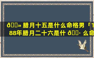 🌻 腊月十五是什么命格男「1988年腊月二十六是什 🕷 么命格」